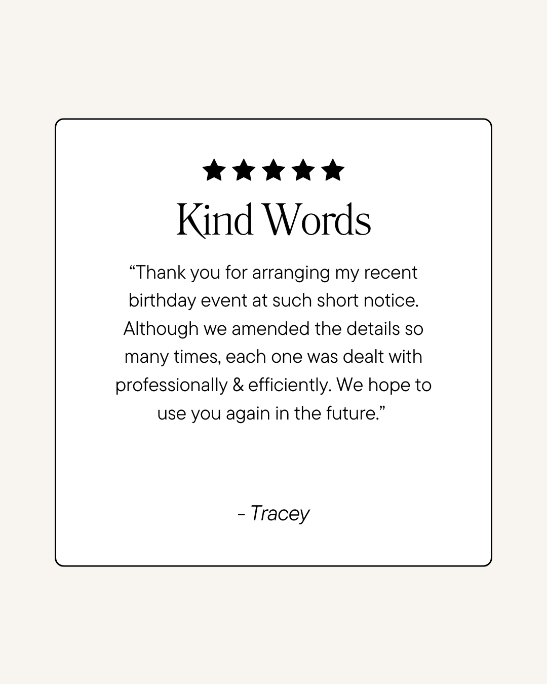 Kind Words Tracey